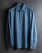"HERMES" Saxe blue jacquard cotton shirt