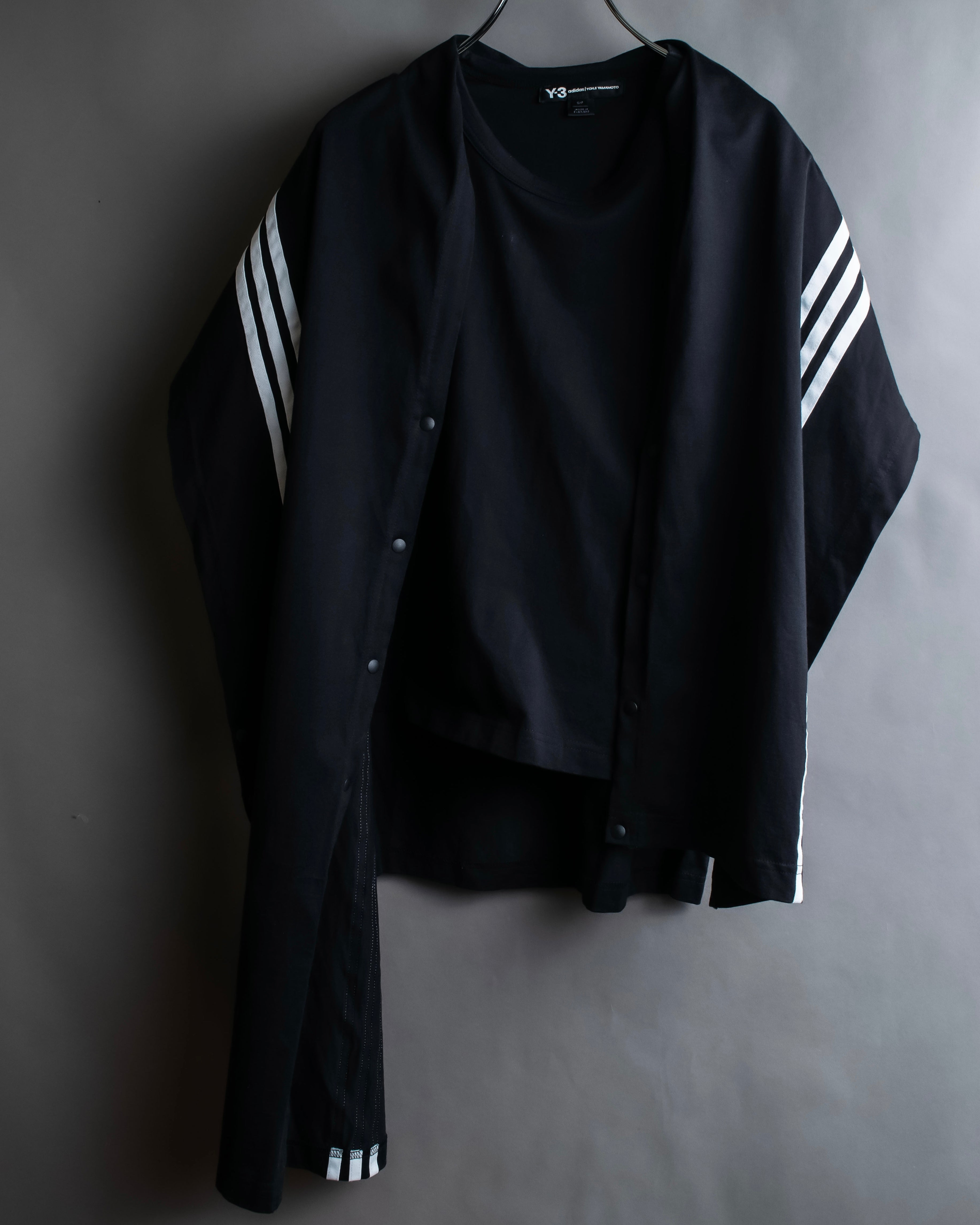 "Y-3" Asymmetrical three-stripes wrap dress