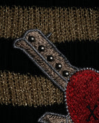 "GUCCI" 17-18aw striped lurex emblem knit sweater