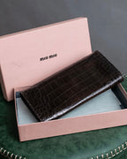 "MIU MIU" Crocodile embossed leather long wallet