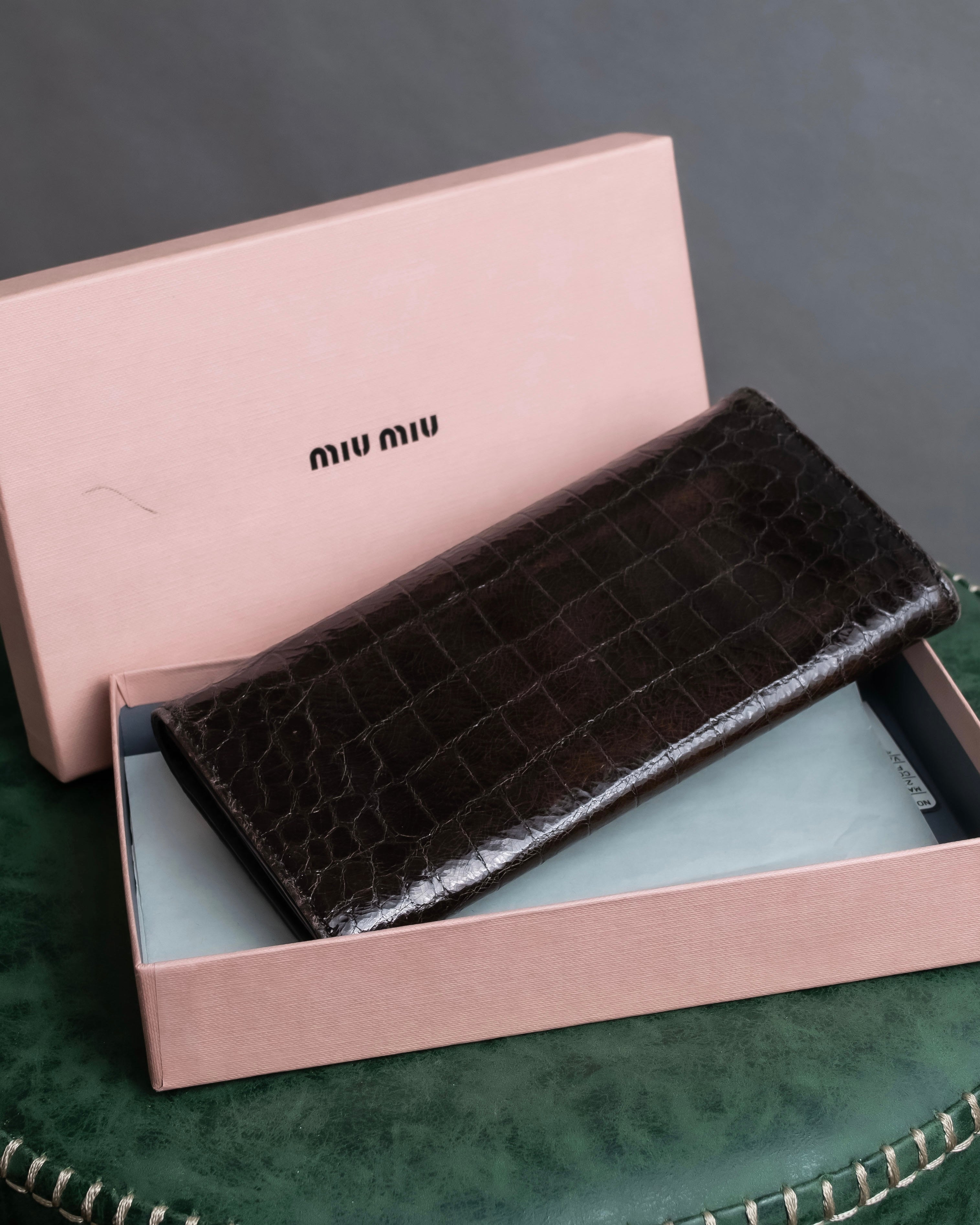 "MIU MIU" Crocodile embossed leather long wallet