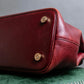 "BVLGARI" Marble motif burgundy color leather shoulder bag