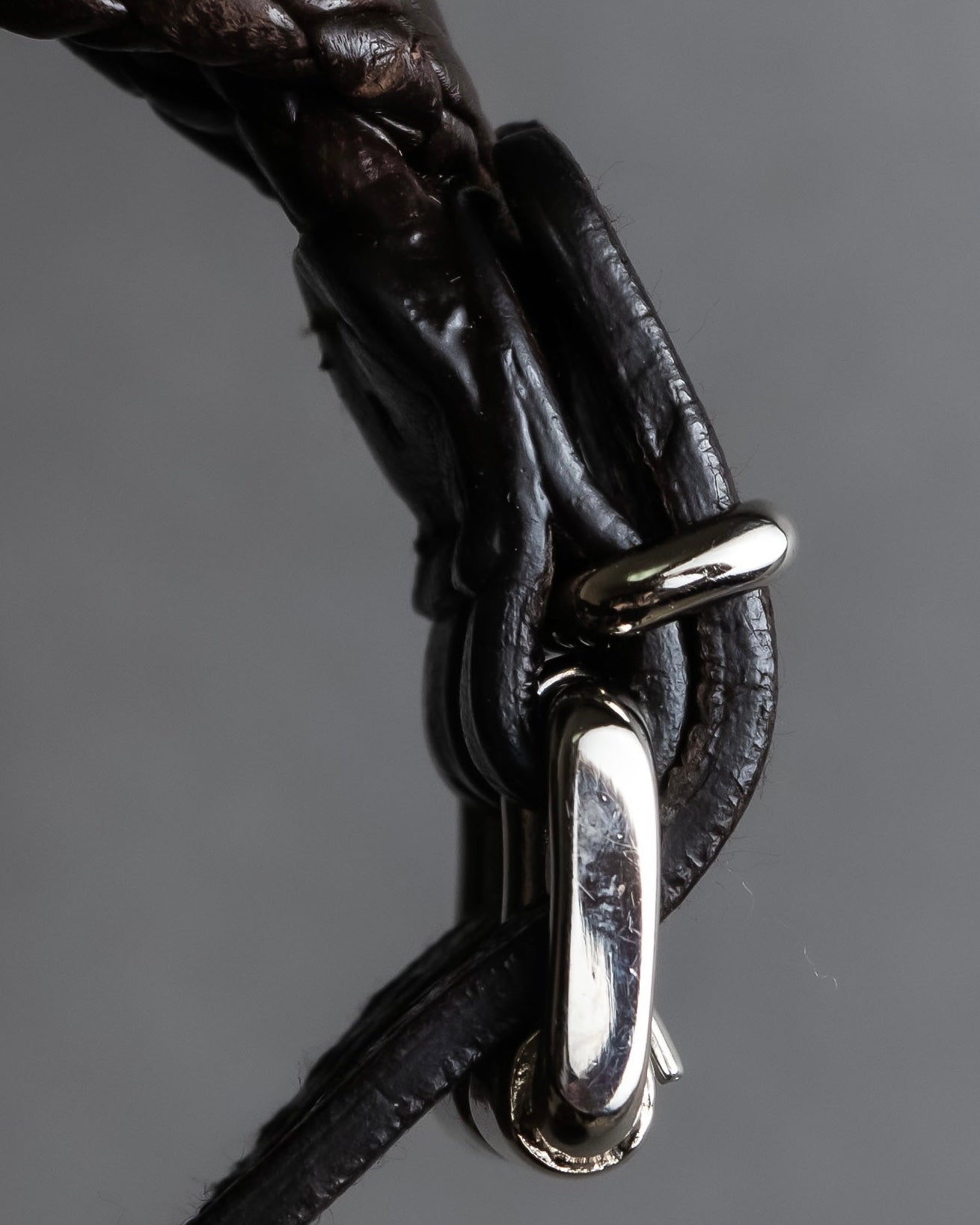 "Vintage intrecciato double buckle leather bracelet"