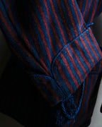 "Vintage striped waist belt design gown coat"