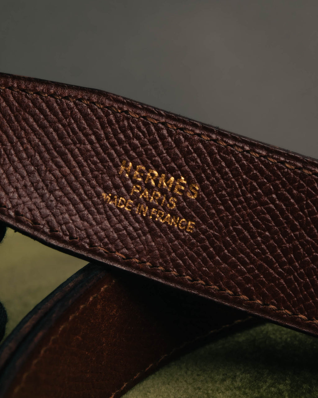 "Hermès" Vintage grained leather belt