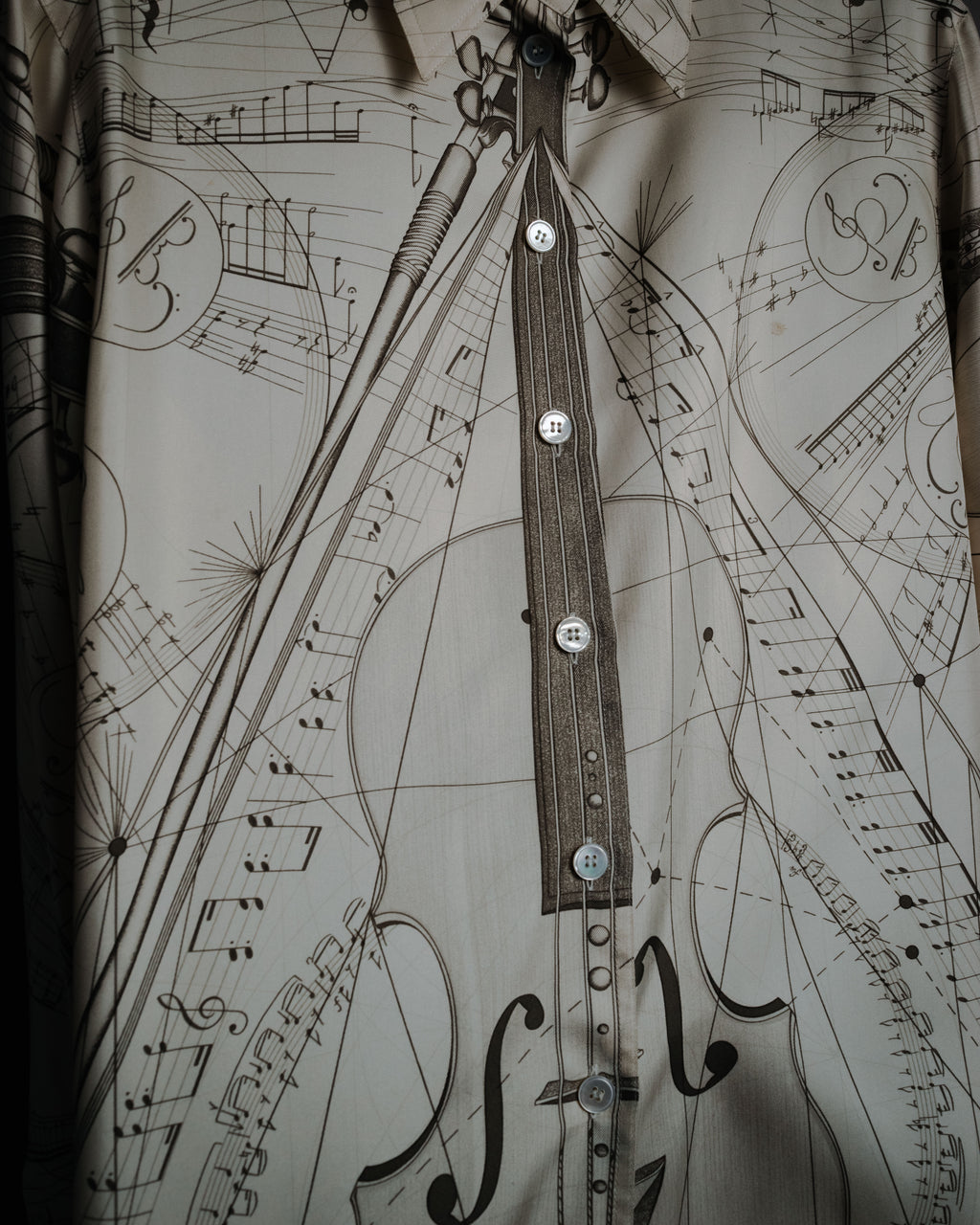 –SPECIAL– "HERMES" 90’s La musique des sphères silk twill printed shirt