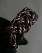 "Vintage intrecciato double buckle leather bracelet"