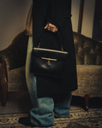 -SPECIAL- “HERMÈS” 60’s-70’s Palonnier black leather structured shoulder bag