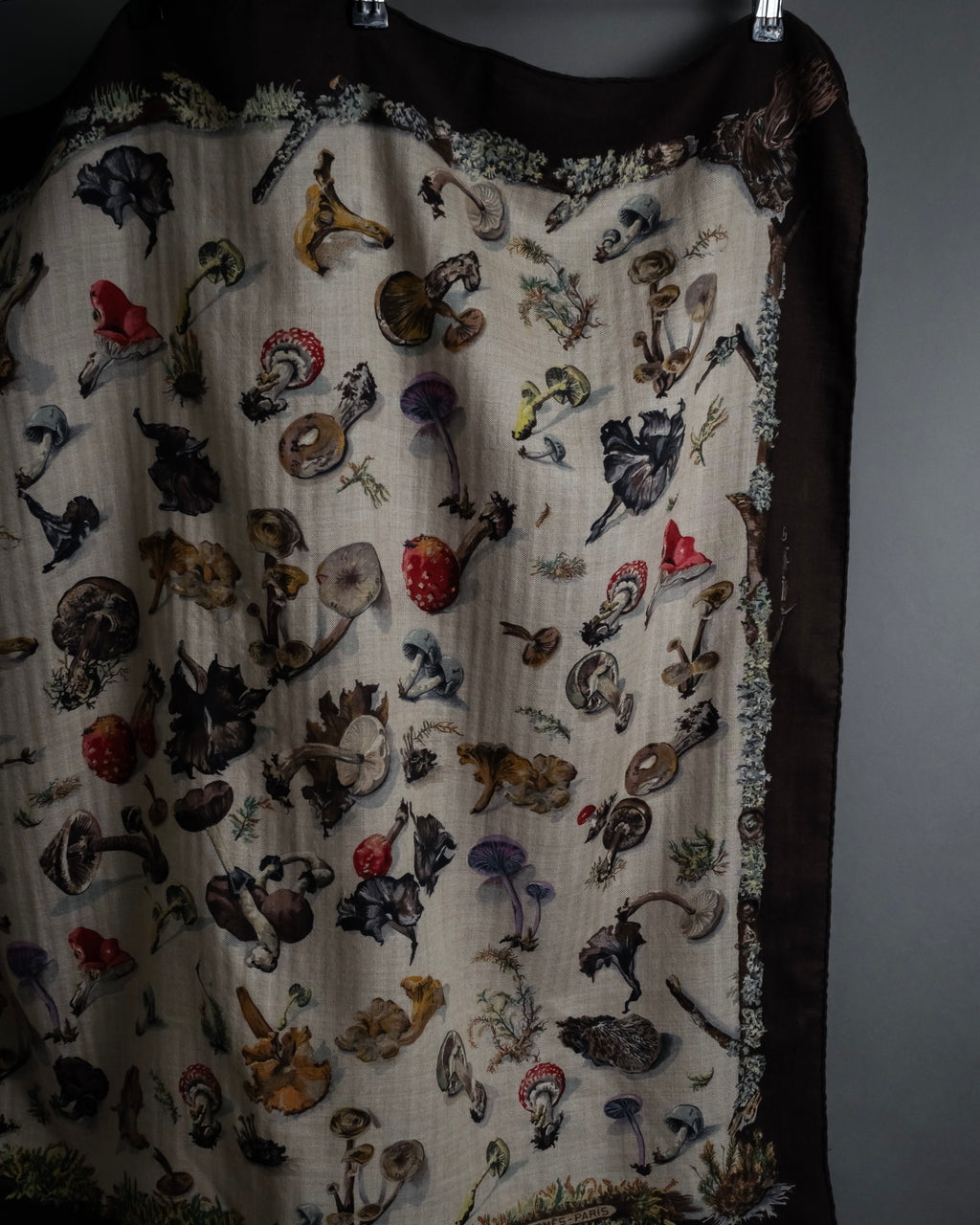 "HERMES" 80's Carré 90 Les Champignons II silk scarf