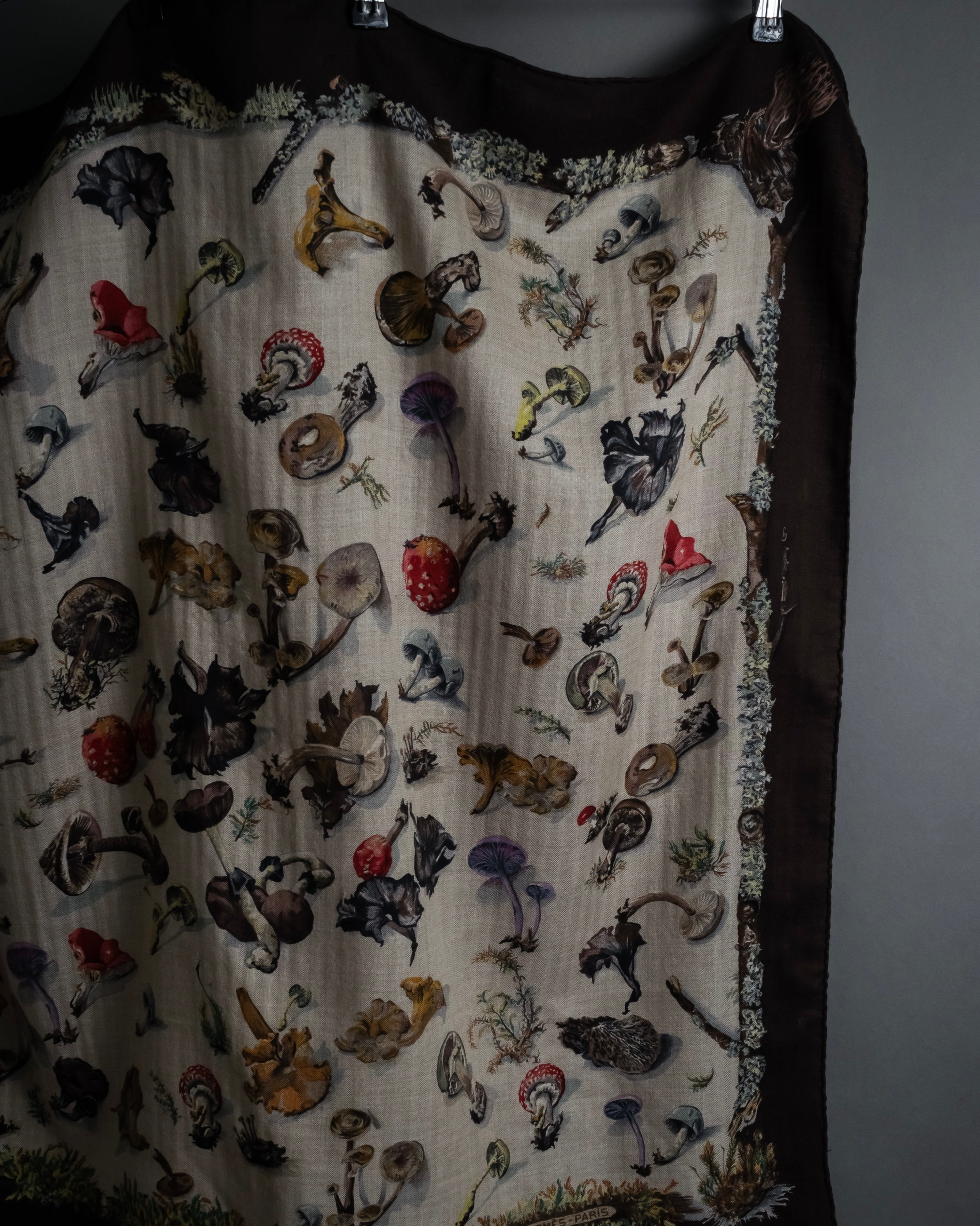 "HERMES" 80's Carré 90 Les Champignons II silk scarf