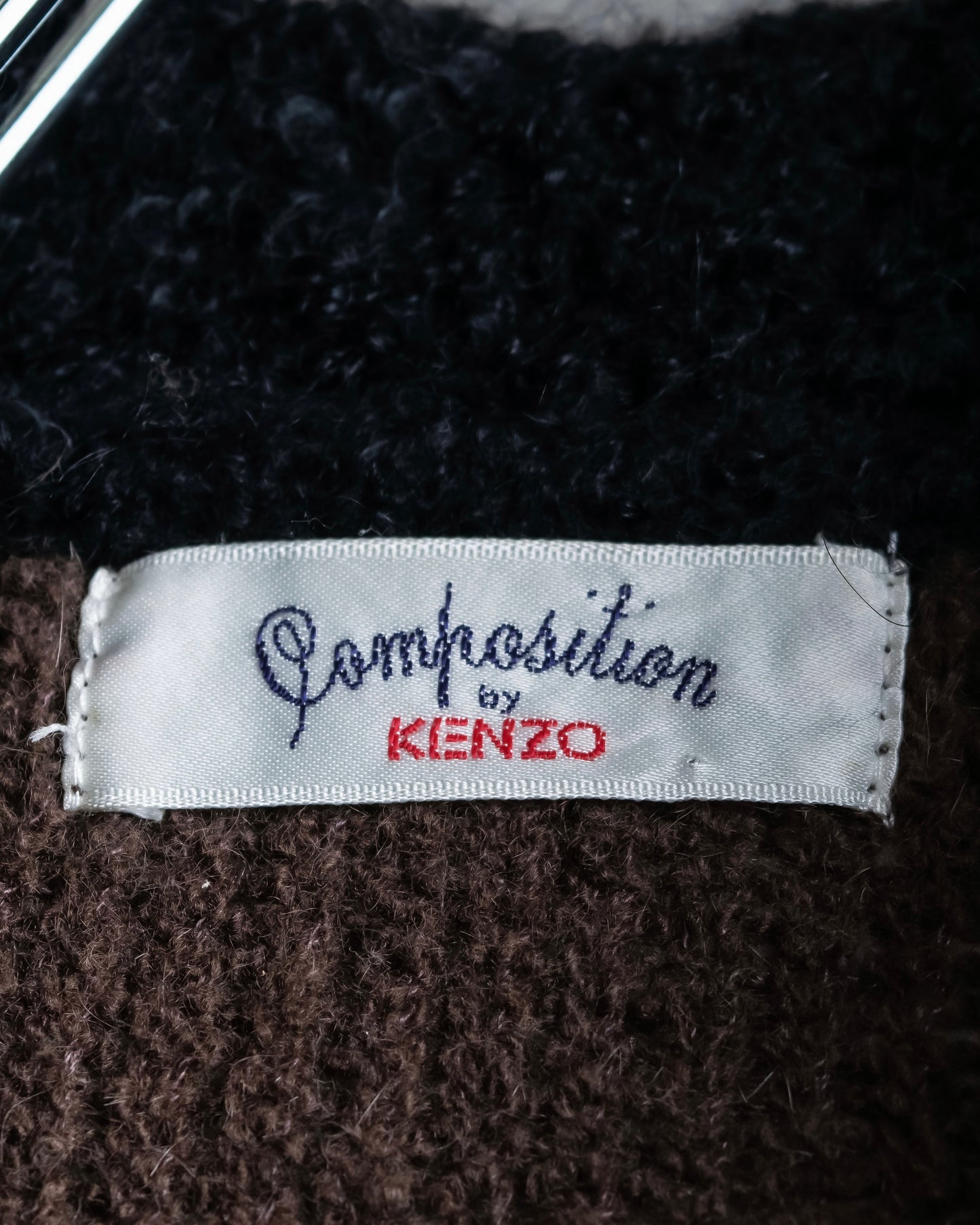 "Composition by KENZO" Fuzzy material cleric design knit coat