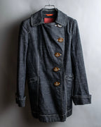 "Vivienne Westwood RED LABEL" Asymmetrical button design mid length denim coat