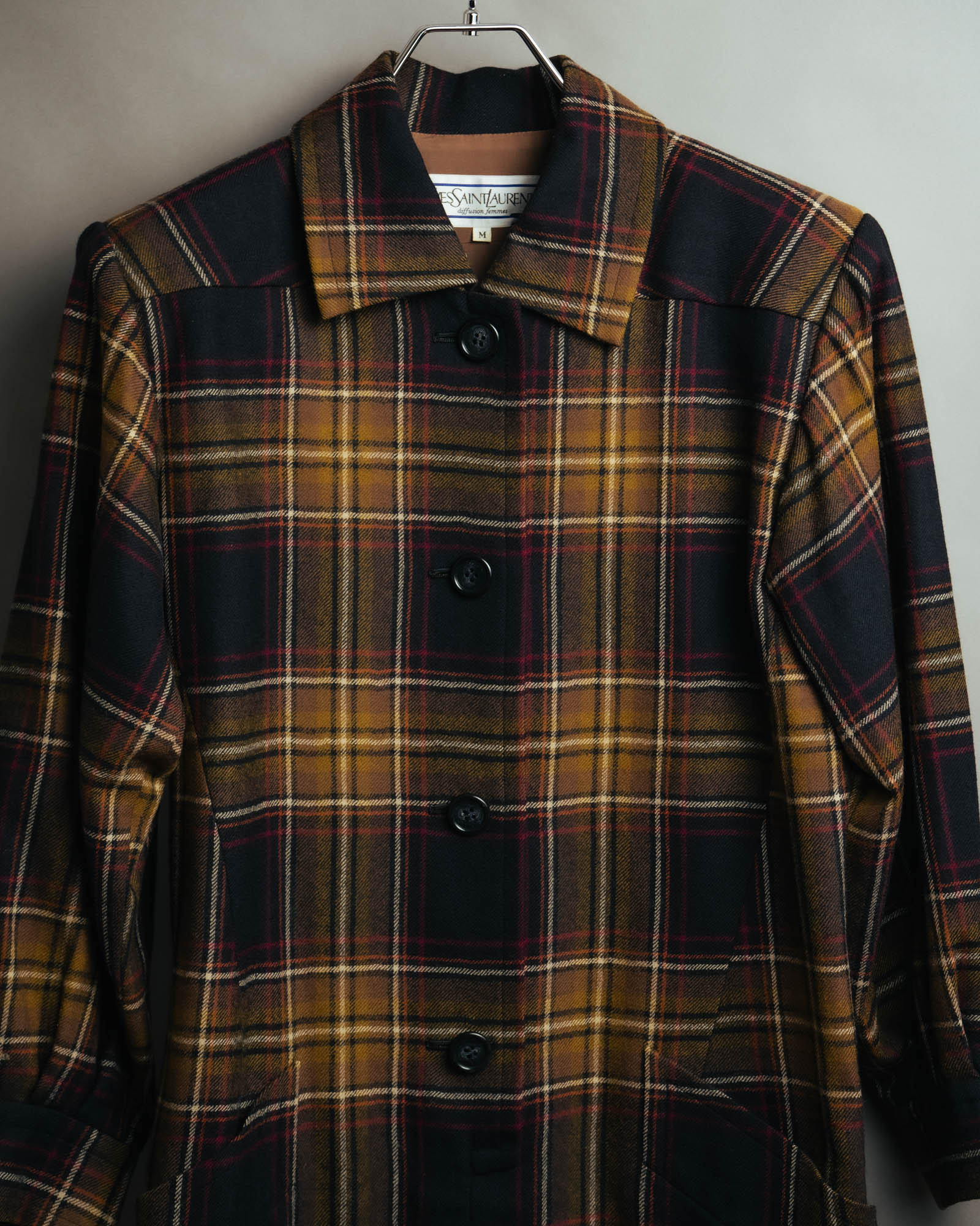 "Yves Saint Laurent" 80's-90's Plaid wool coat dress