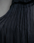 "PRADA" Gathered ribbon design puff sleeve dress