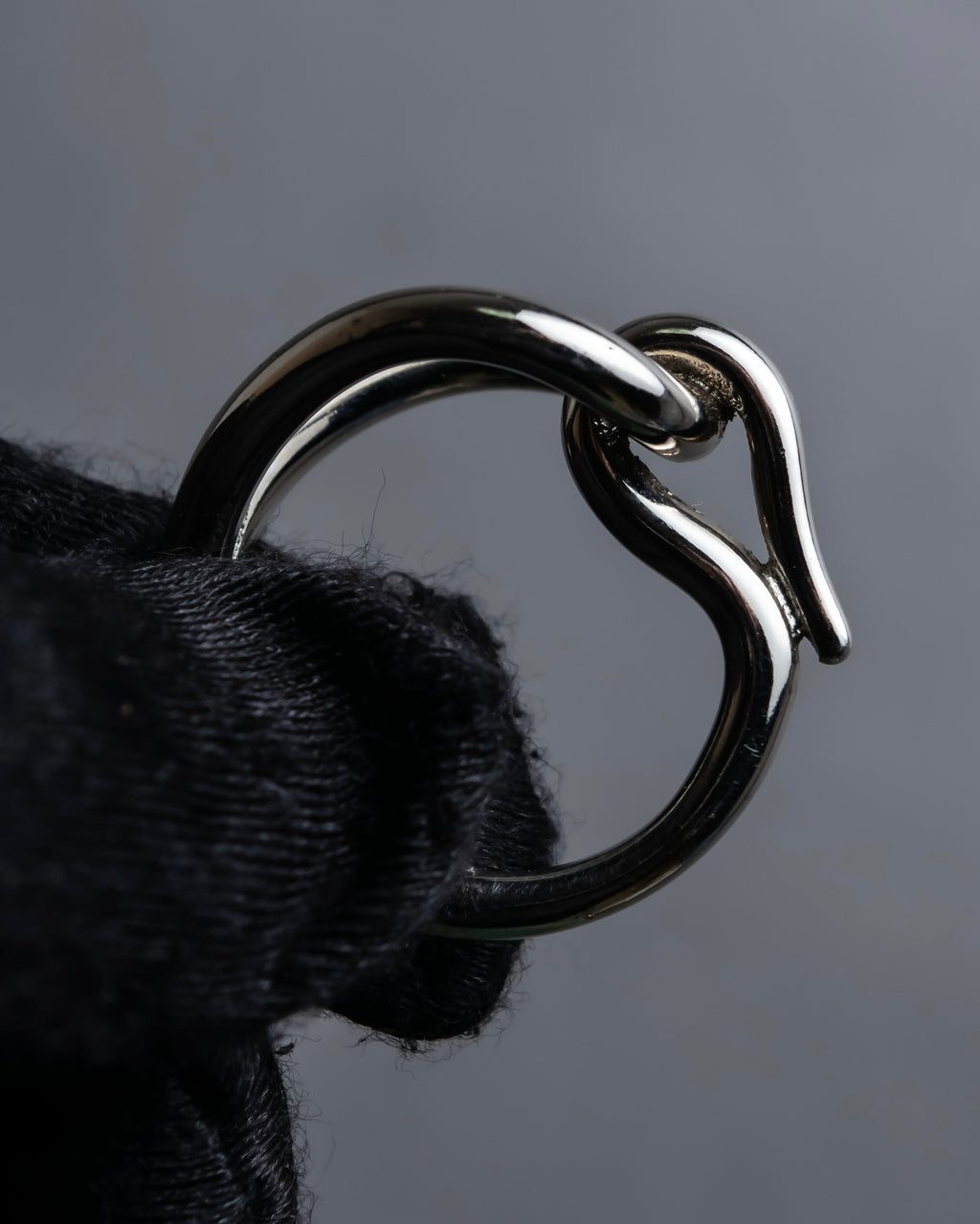 "HERMES" Jumbo silver scarf ring
