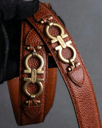 "Salvatore Ferragamo" Gancini motif chain design leather belt