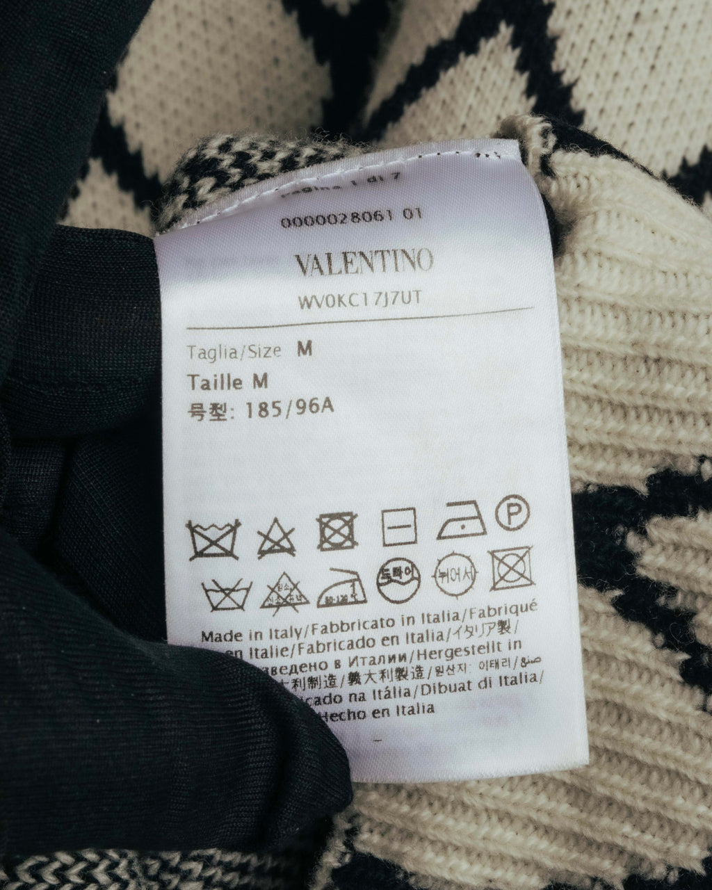 "VALENTINO" 20's Oversized diamond jacquard turtleneck knit sweater