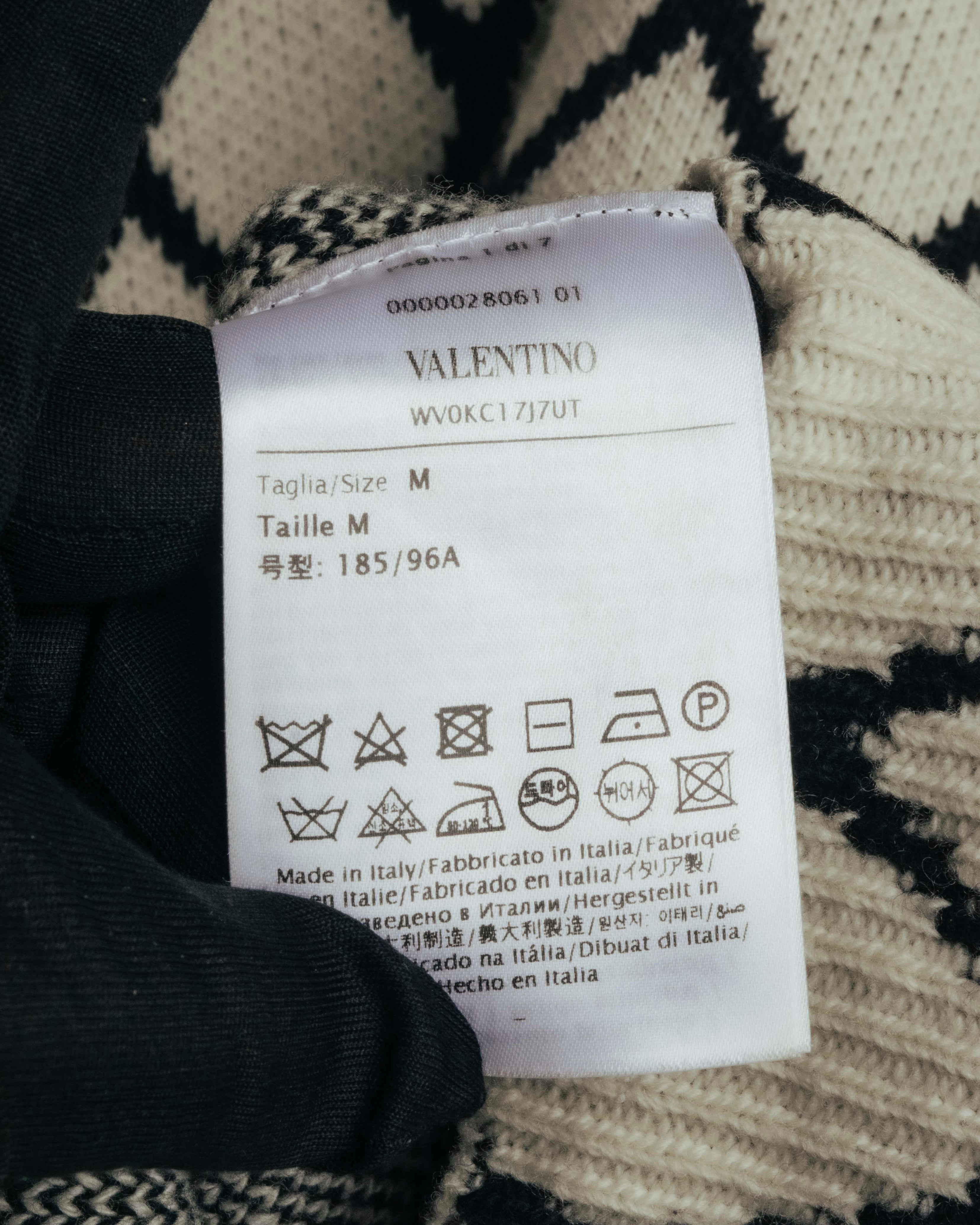 "VALENTINO" 20's Oversized diamond jacquard turtleneck knit sweater