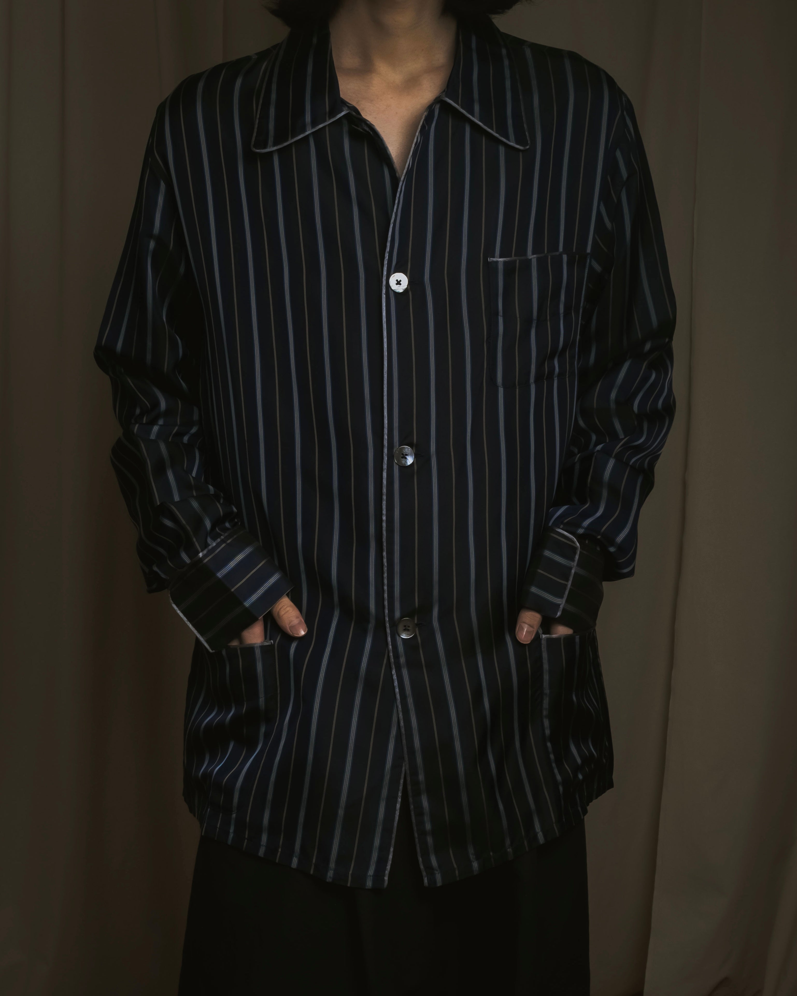 "Maison Margiela" 2021AW piped striped lounge shirt