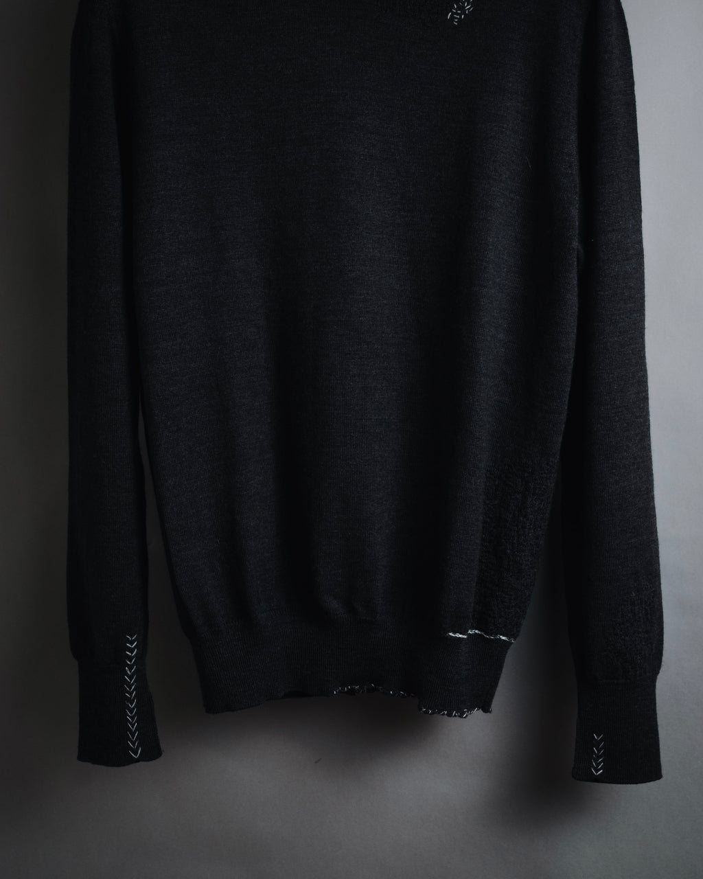 "Maison Margiela" 15AW deconstructed hand-stitched crewneck knit
