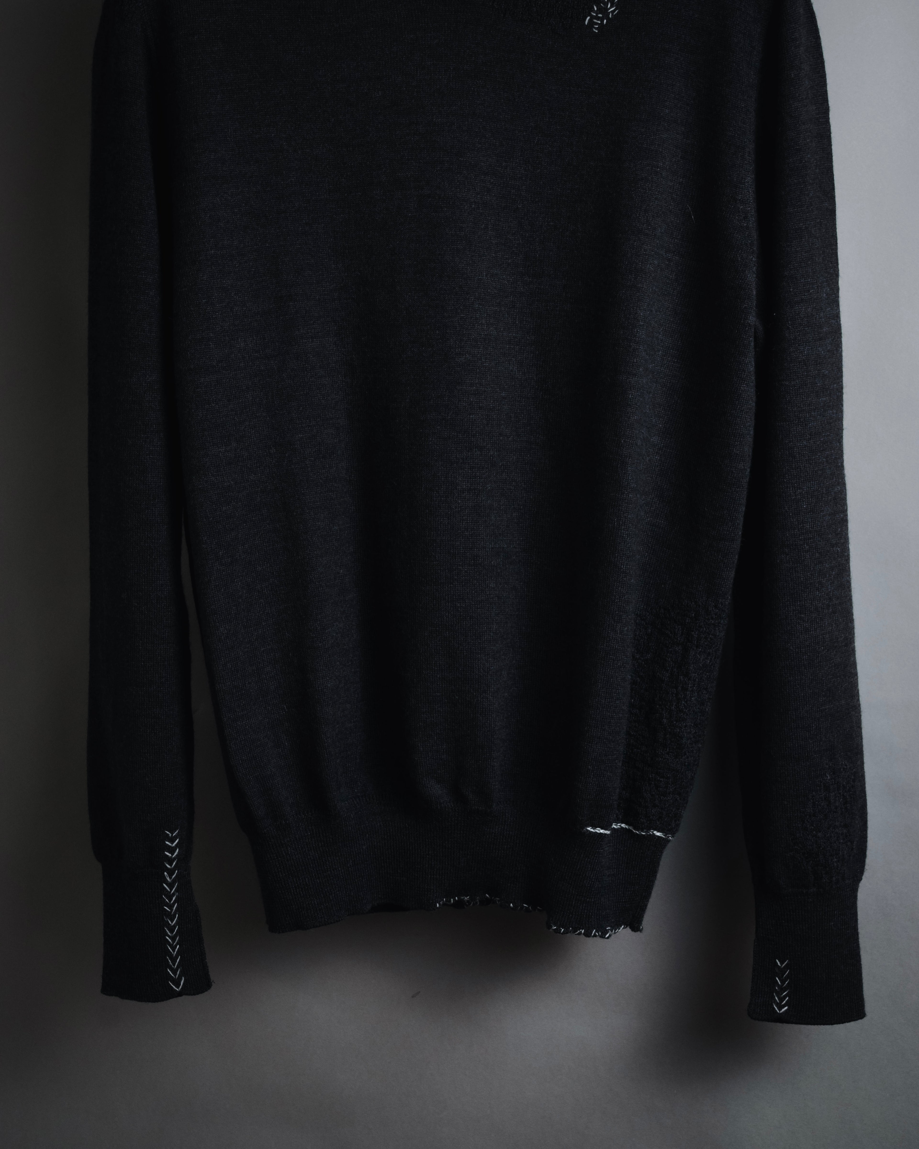 "Maison Margiela" 15AW deconstructed hand-stitched crewneck knit