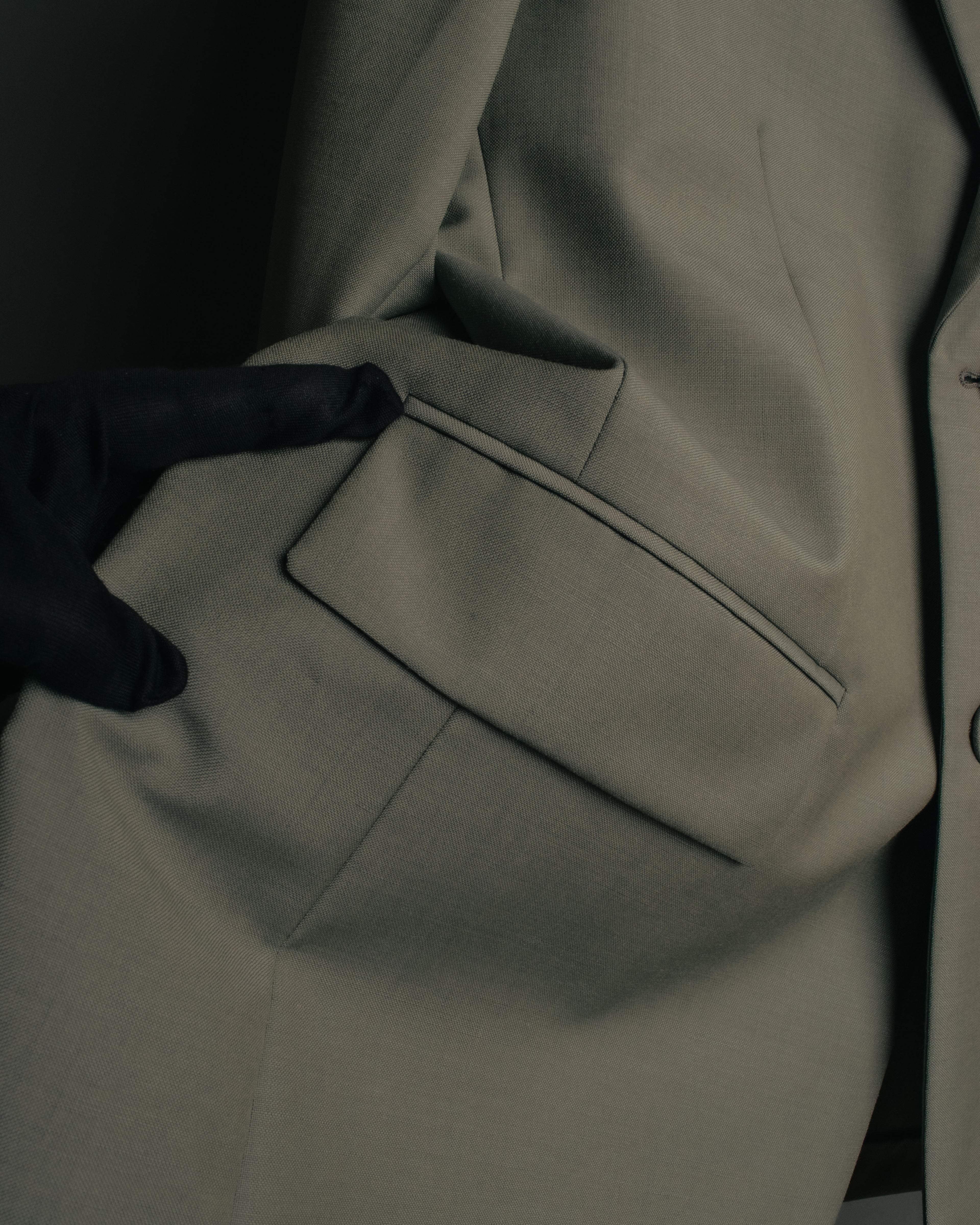 "PRADA" 2012AW Wool-mohair tailored jacket with contrast collar detail