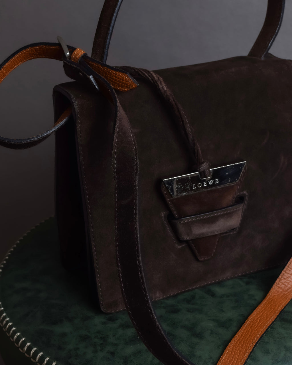 "LOEWE" Textured suede panel barcelona shoulder bag