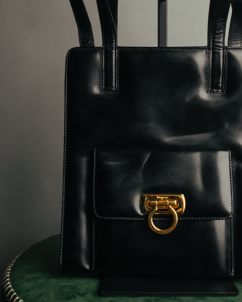 “Salvatore Ferragamo“ 1998-2003 Gancini patent leather handbag