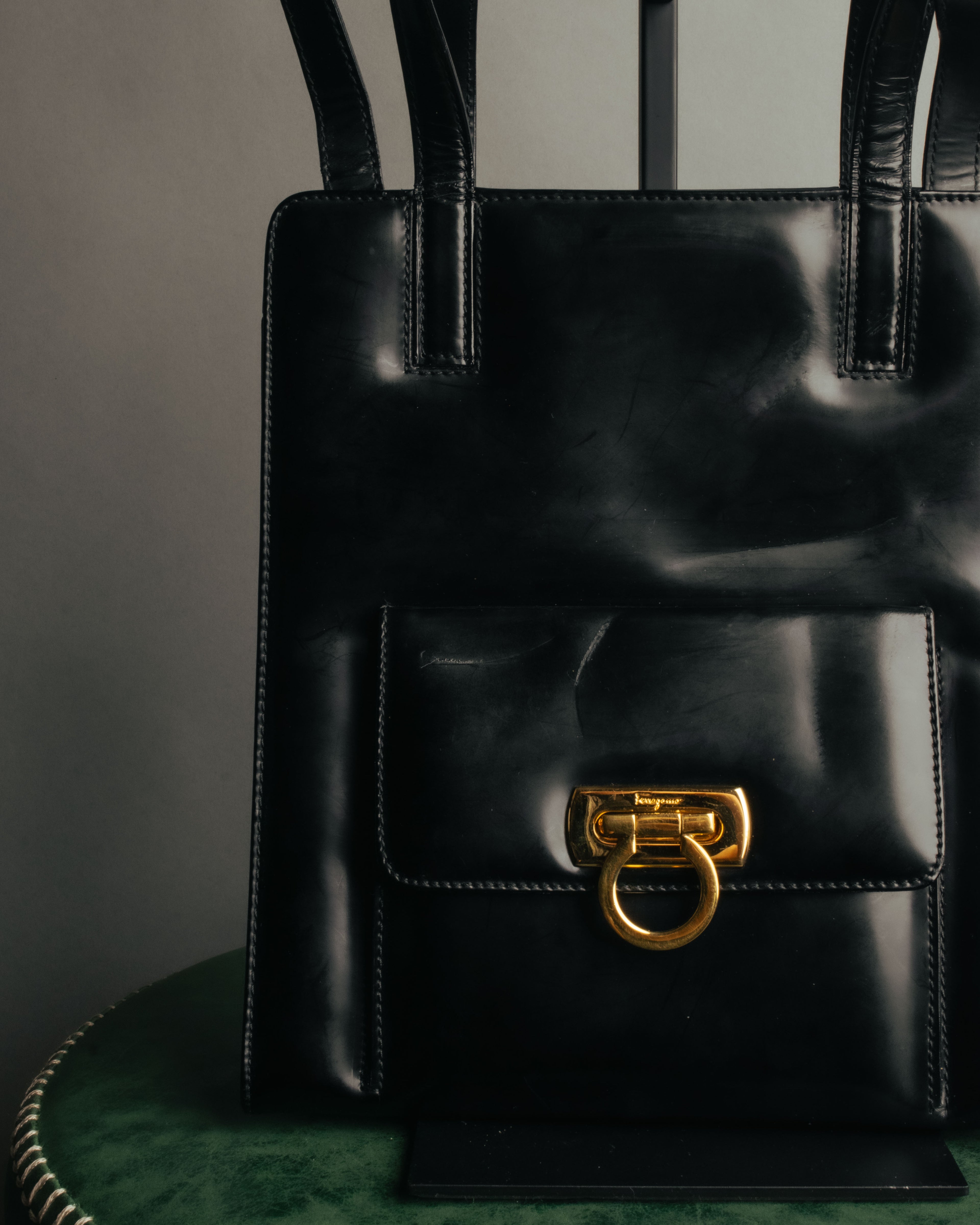 “Salvatore Ferragamo“ 1998-2003 Gancini patent leather handbag