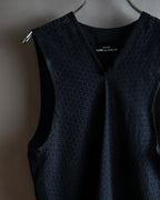"tricot COMME des GARCONS" 96SS eyelet lace design patterned fabric switching vest
