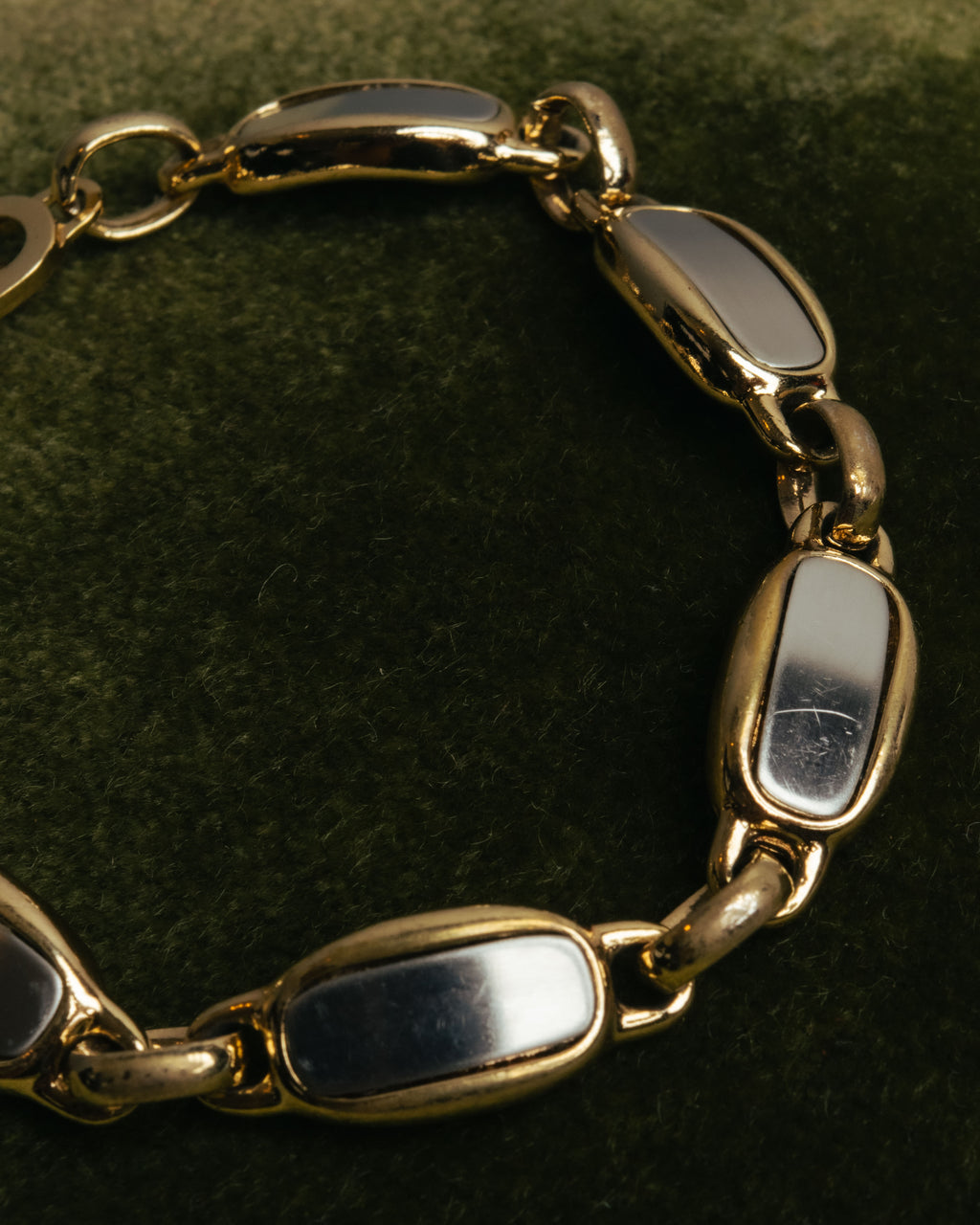 "Christian Dior" 70's-80's Two-tone gold and charcoal link bracelet