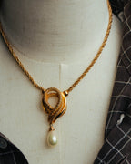 –SPECIAL– “Christian Dior” 80’s-90’s rope knot pearl drop necklace