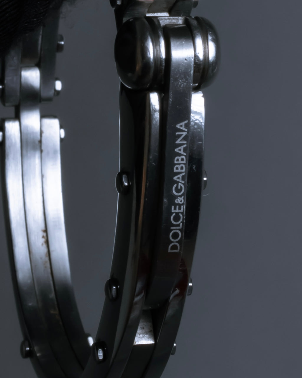 "Dolce & Gabbana" Curved rivet design silver metal bracelet