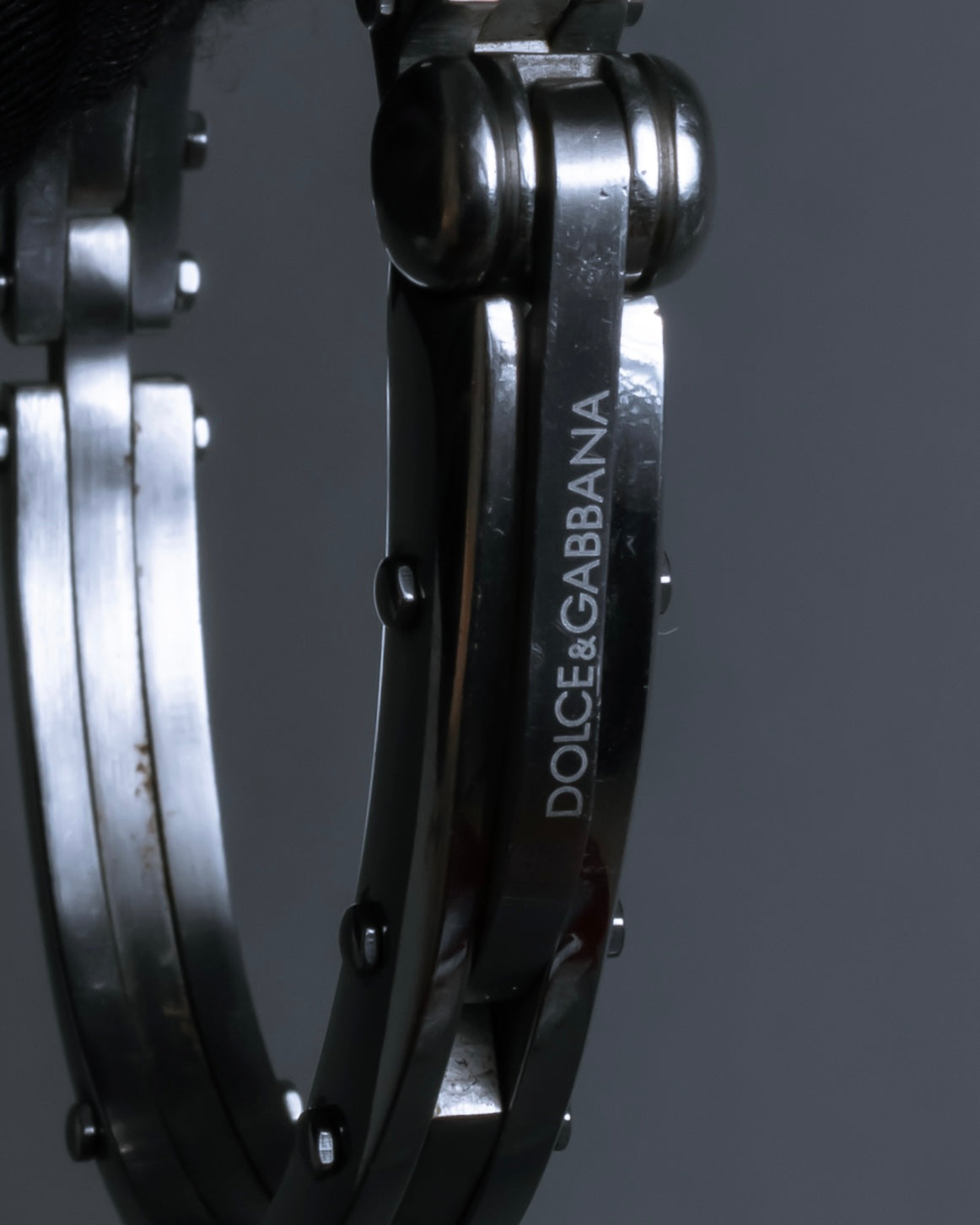 "Dolce & Gabbana" Curved rivet design silver metal bracelet