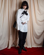 "GUCCI" Minimal collar detail white cotton shirt