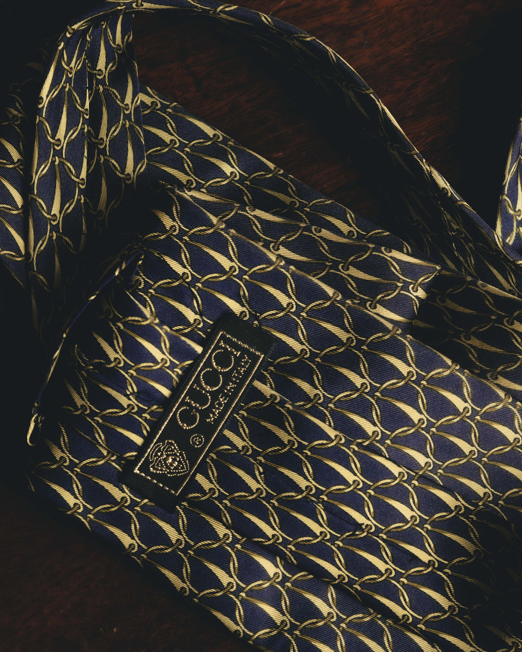 "GUCCI" 80's Nautical patterned silk necktie