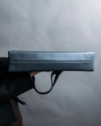 "PRADA" Clasp design grey-blue leather bag