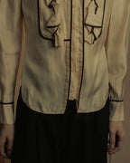 "CELINE" 00’s Piped ruffle silk blouse