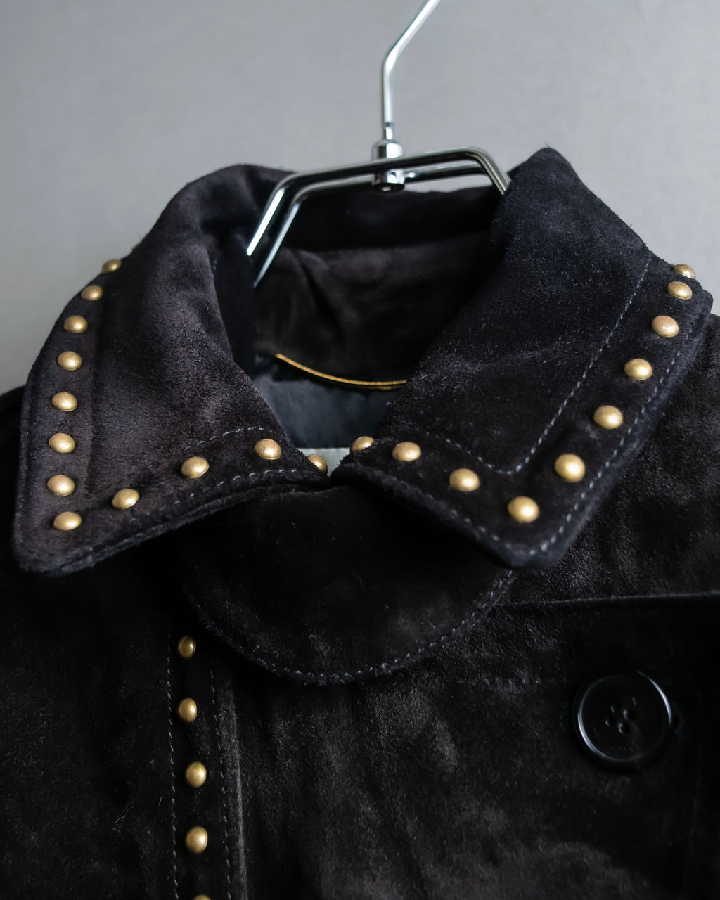"Saint Laurent" 19AW gold studs design suede long coat