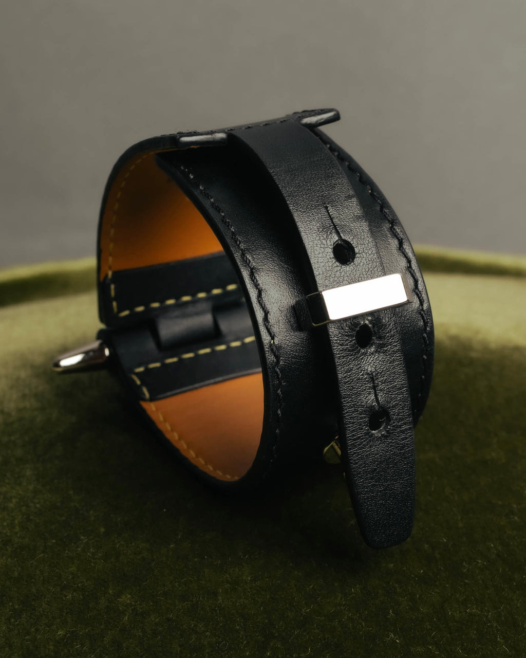 “LOEWE” 2010’s-2020’s industrial leather cuff bracelet