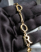 "Christian Dior" DIOR＆PARIS motif gold bracelet