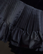 "CELINE" Pleated satin hem velvet flare skirt
