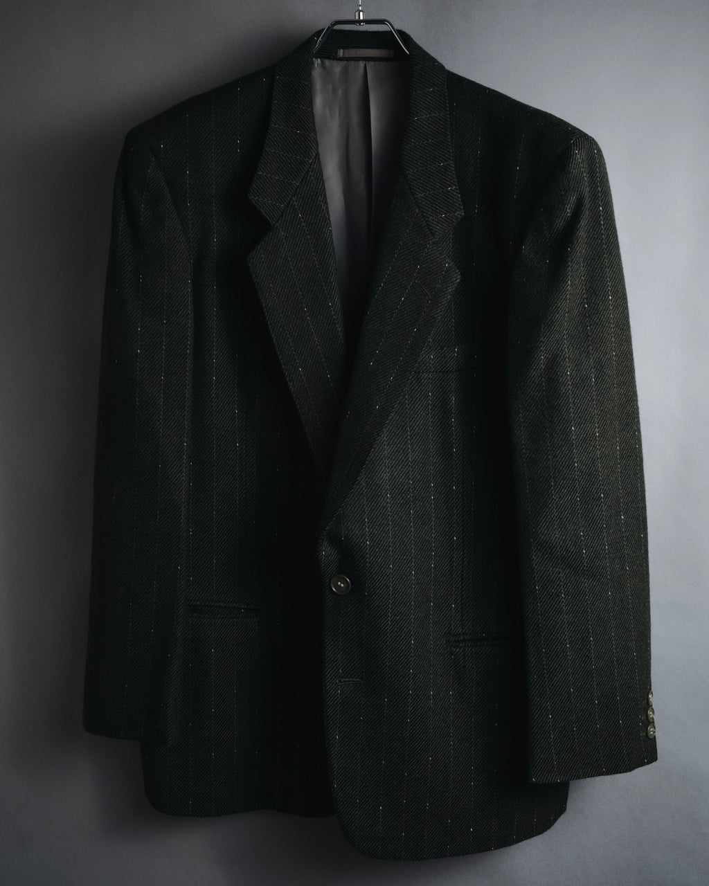 "Yves Saint Laurent diffusion hommes" 80’s-90’s structured glitter pinstripe wool suit set-up