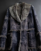 Fur switching design suede long coat