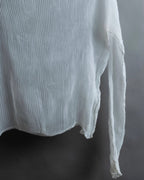 "ISSEY MIYAKE" High neck pleated sheer pullover