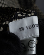 "Christian Dior PRETA PORTER" Ivory polka dot bow tie blouse