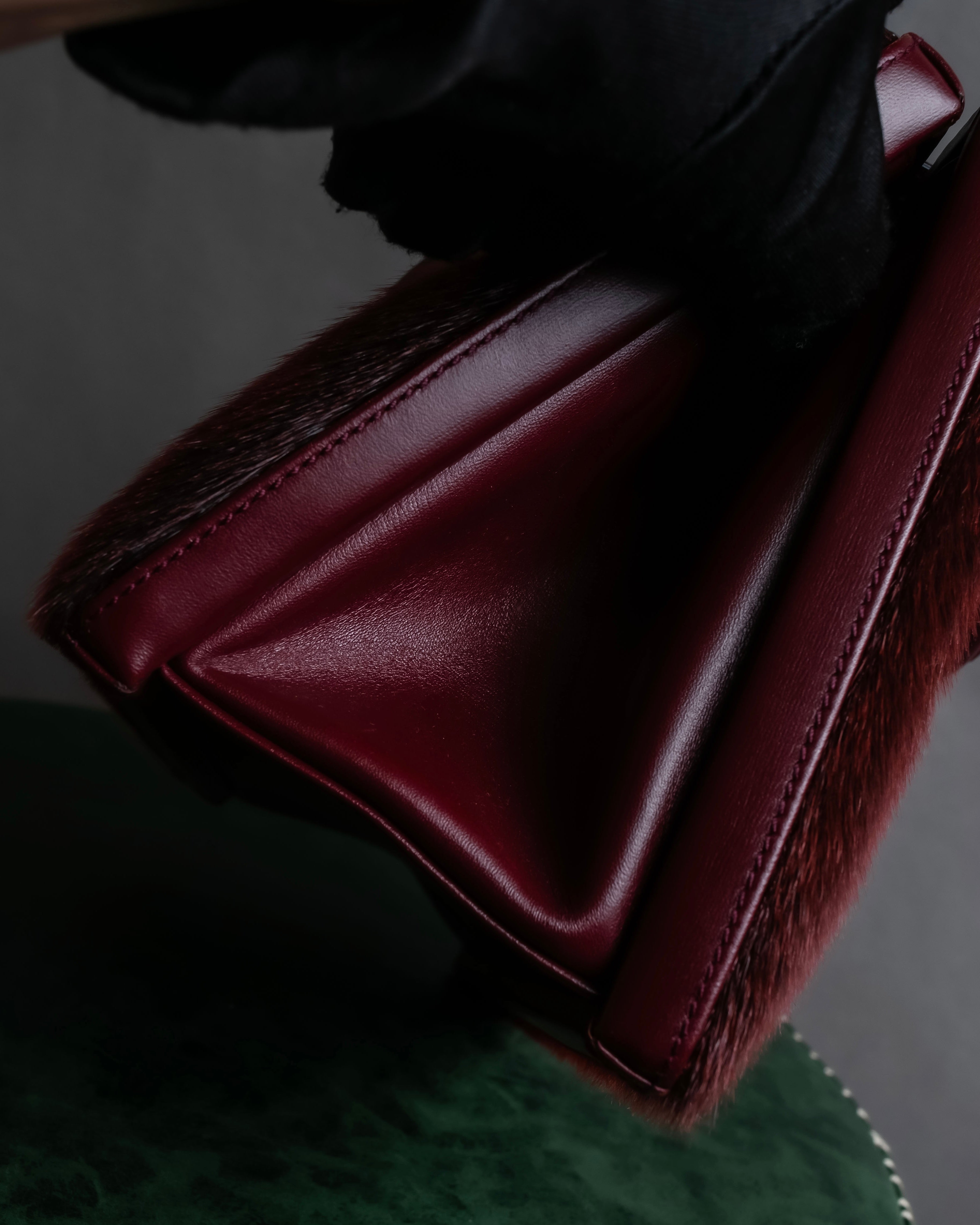 "LOEWE" Seal fur leather hand bag