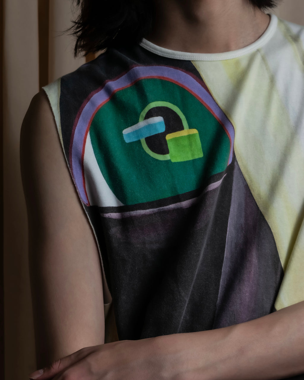 "RAF SIMONS" 13SS Surrealist face print sleeveless top
