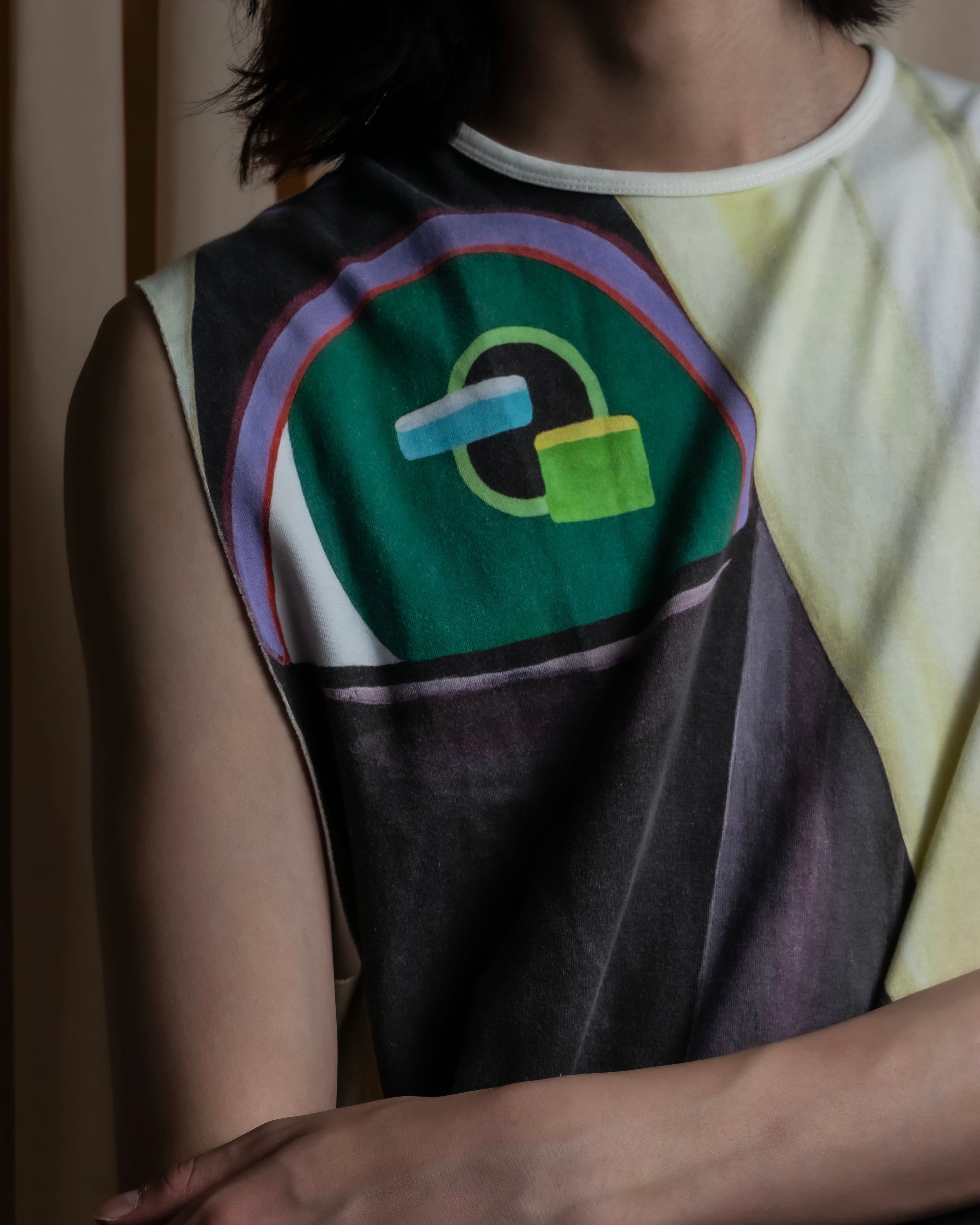"RAF SIMONS" 13SS Surrealist face print sleeveless top