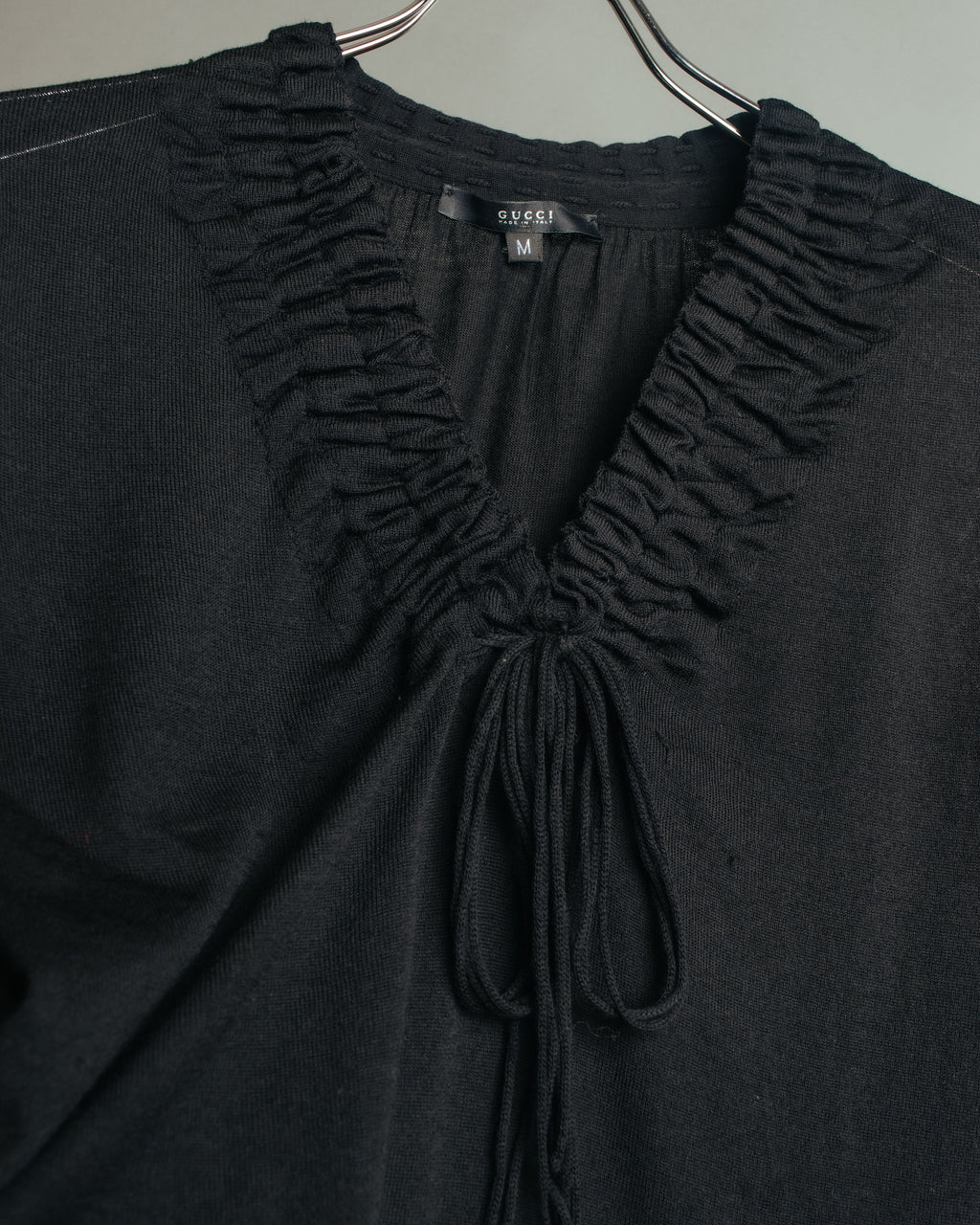 “GUCCI” 2001-2004 Tom Ford era gathered wool fringe knit top